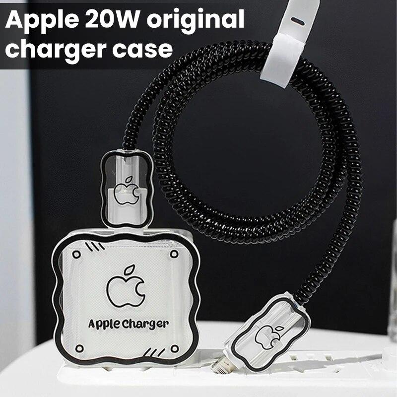 

Applicable 18/20W Apple Charger Protective Cover Data Cable Protection Rope Simple Line Wave Protection Shell to Prevent Breakin чорний