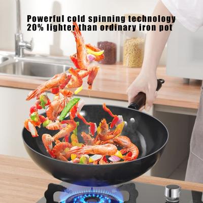 32cm Unbeschichteter Wok Topf Pfanne Zuhause Hohe Qualität Handgemacht Kochen Küche Kochgeschirr Chinesisch Traditionell Antihaft Eisenpfanne