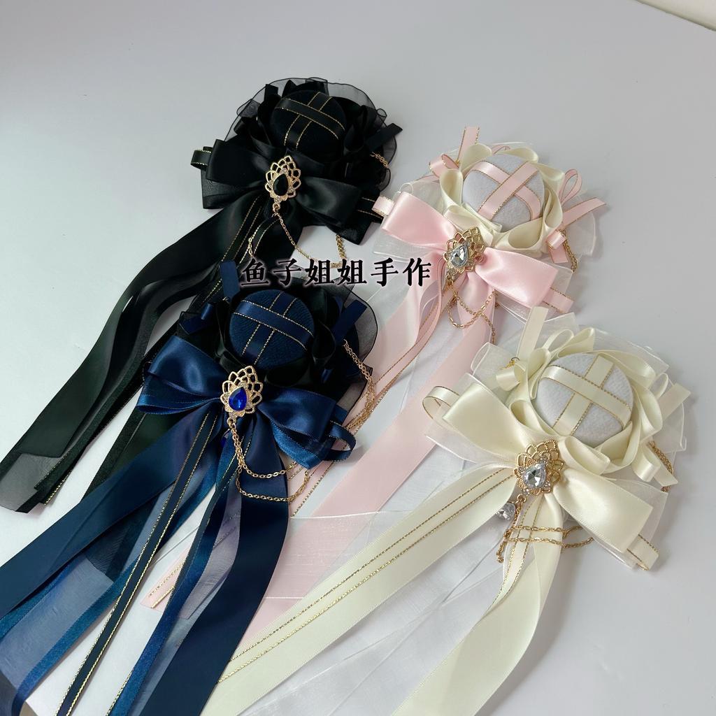 Original Cosplay Headdress Private Cos Accessories Lolita Navy Blue Lolita Top Hat Fascinator Hats Fedora Hat