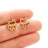 Stainless Steel Cat Earrings Cute Design Trend Cartoon Hollow Out Ear Studs Fashion Punk Style Small Jewelry Students Gifts