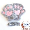 1 Paar Warme Plüsch Winter Katzenpfoten Handschuhe Halbfinger Flauschig Kawaii Tragbar Mode Lieblich Weich