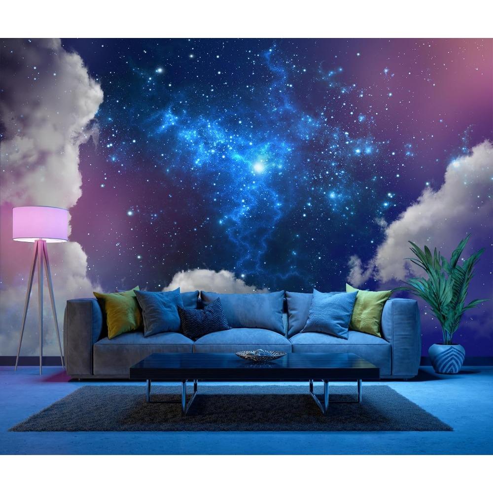 Cosmic Galaxy Cloud Wall Mural Starry Nebula Sky Wallpaper for Living Room Decor