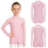 Kids Lace Patchwork Keyhole Back Long Sleeve Leotard Gymnastics Dance Bodysuit for Performance Competition Wear