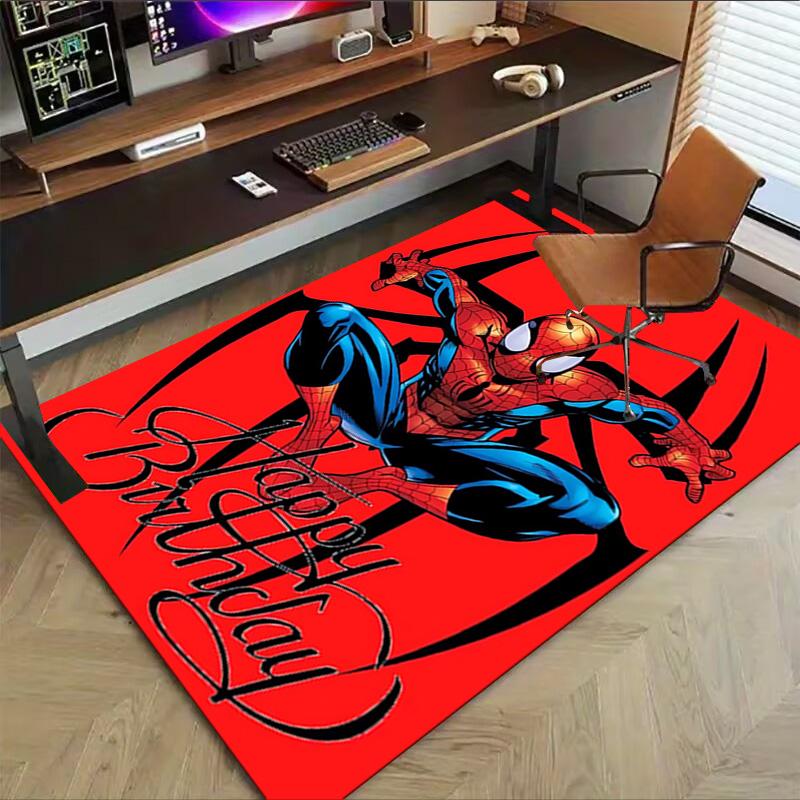 Happy Birthday Spiderman Carpet For Playroom Bedroom Living Room Sofa Home Decorkids Game Area Rug Nonslip Floor Mat