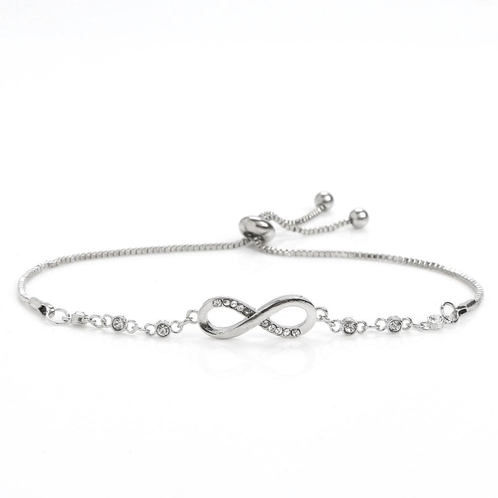 Fashion Bow Diamond Adjustable Bracelet 8 Characters Women's Simple Jewelry Chain Jewelry