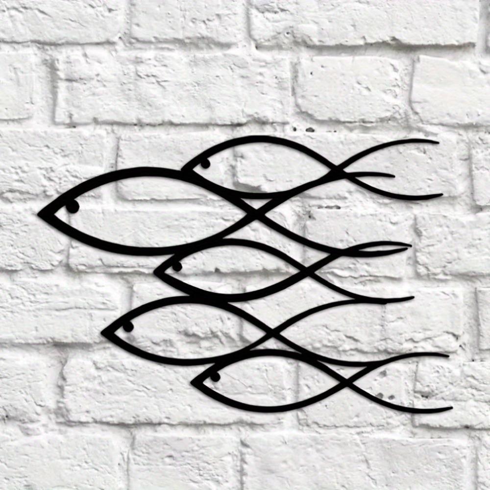 Metal Wall Art School of Fish Ocean Pattern Home Decor Living Room Bedroom Kids Room Wall Sculpture
