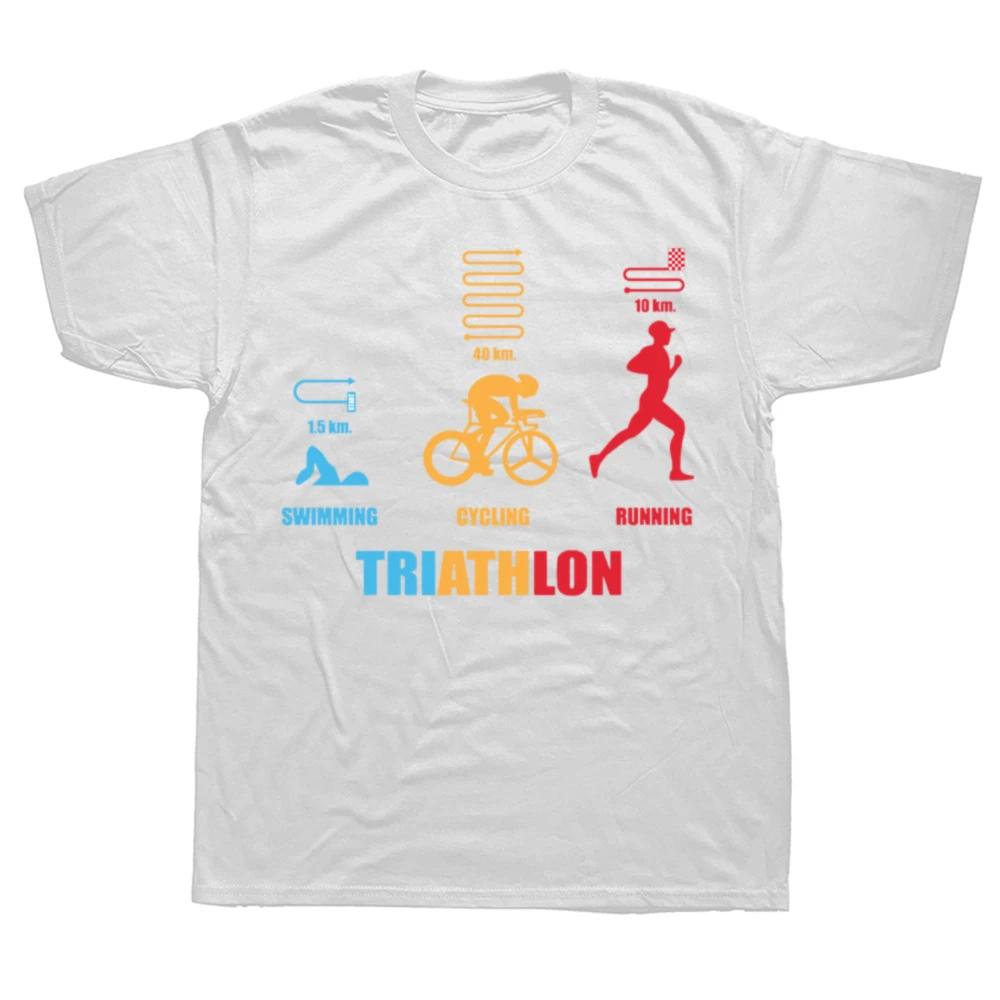 Vtipný triatlonový design Pánské Dámské Triatlonisté Plavání Kolo Běh Tričko Léto Grafické Bavlna Streetwear Krátký Rukáv Dárky Tričko