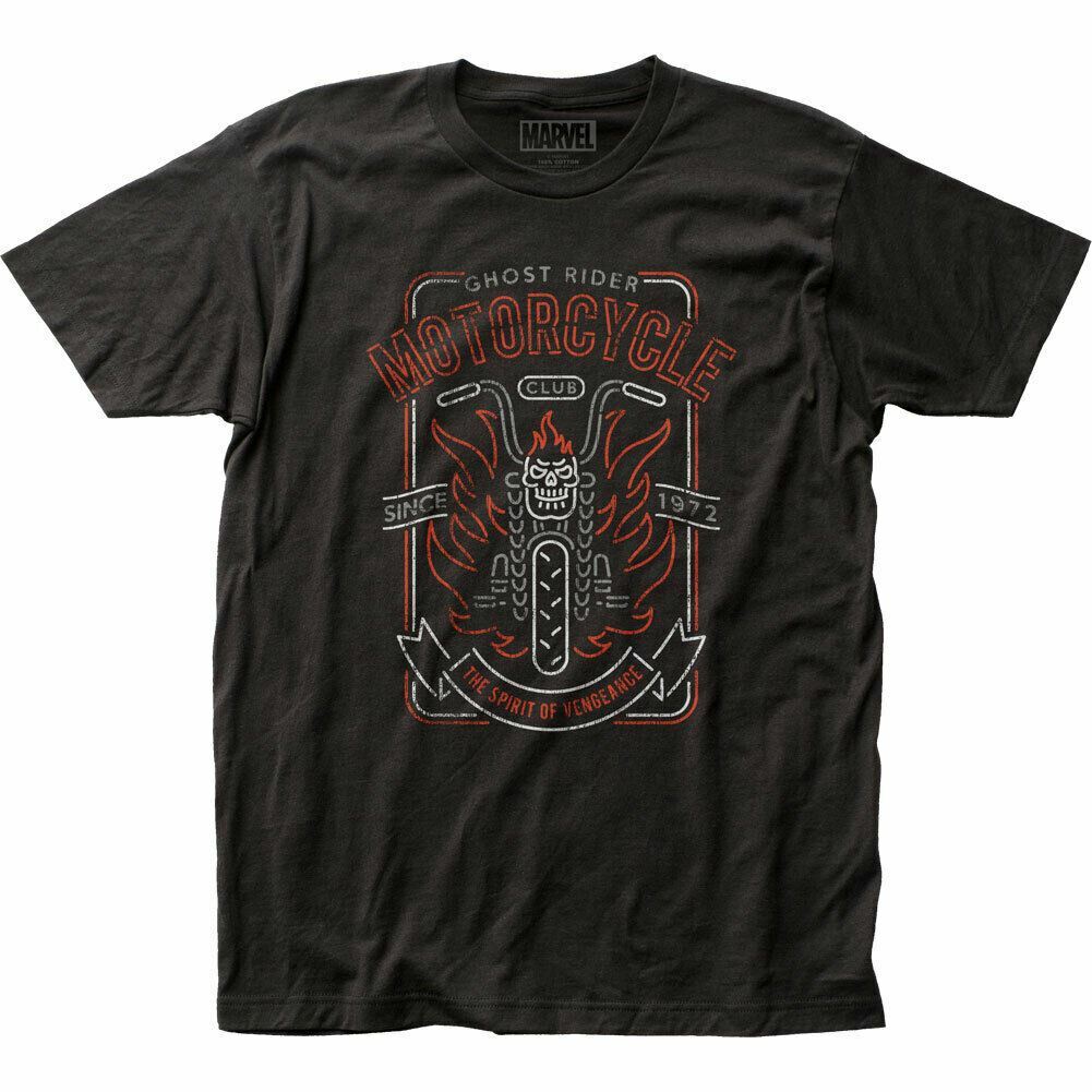 Ghost Rider Motorcycle Club T Shirt Licensed Marvel Comic Book Movie Tee Black XL