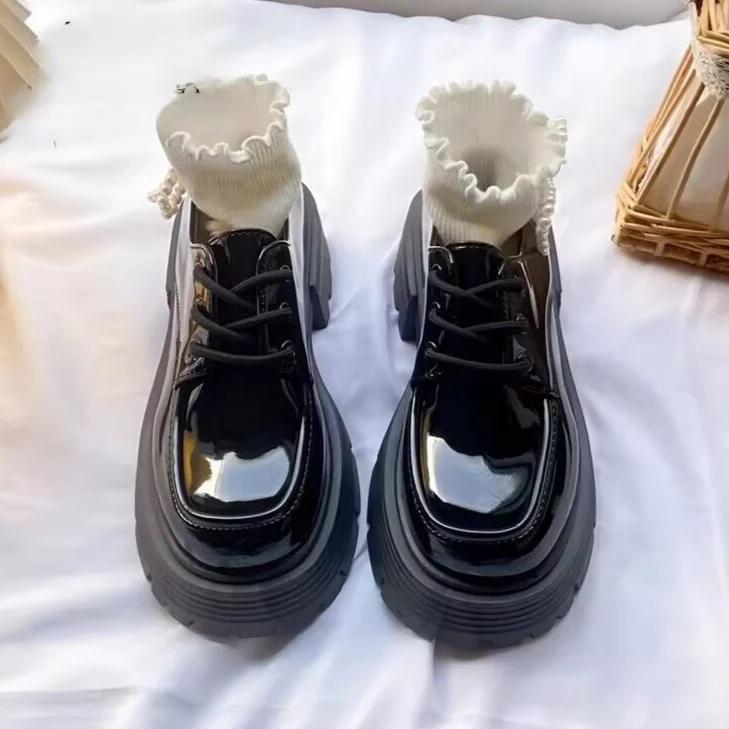 

Модная женская обувь 2025 Бренд Женские туфли на высоком каблуке на шнуровке Модные туфли с круглым носком для офиса и карьеры Большого размера Бестселлер Туфли на платформе 40