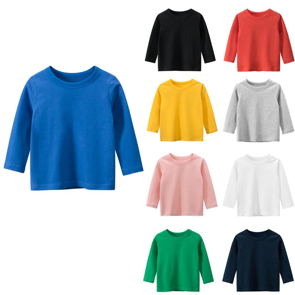 Children's Long Sleeve T-shirt Round Neck Solid Color Advertising Shirt