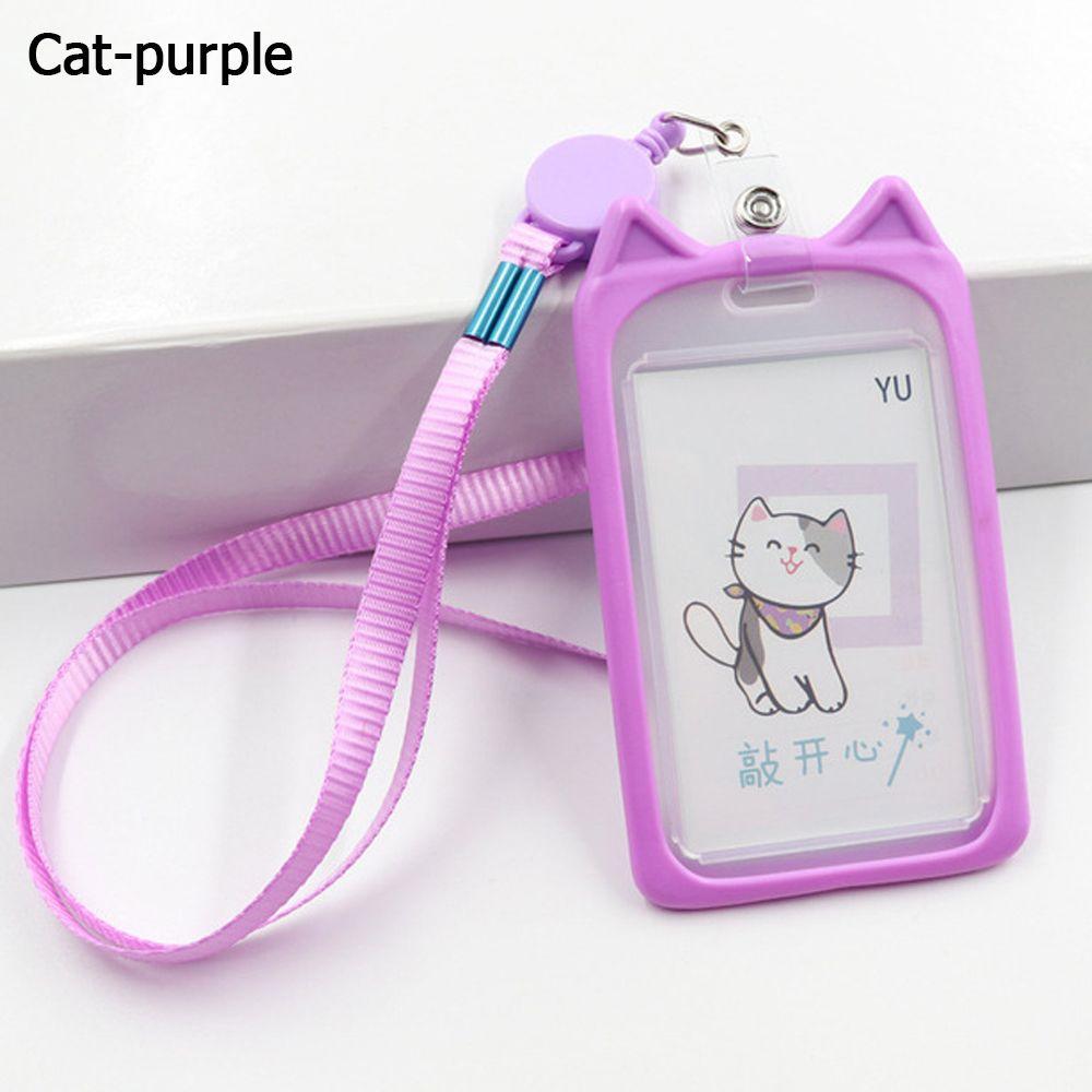 Cat Identity Retractable Reel Lanyard Bus Card Case Card Holder ID Card Sleeve Credit Cover Case
