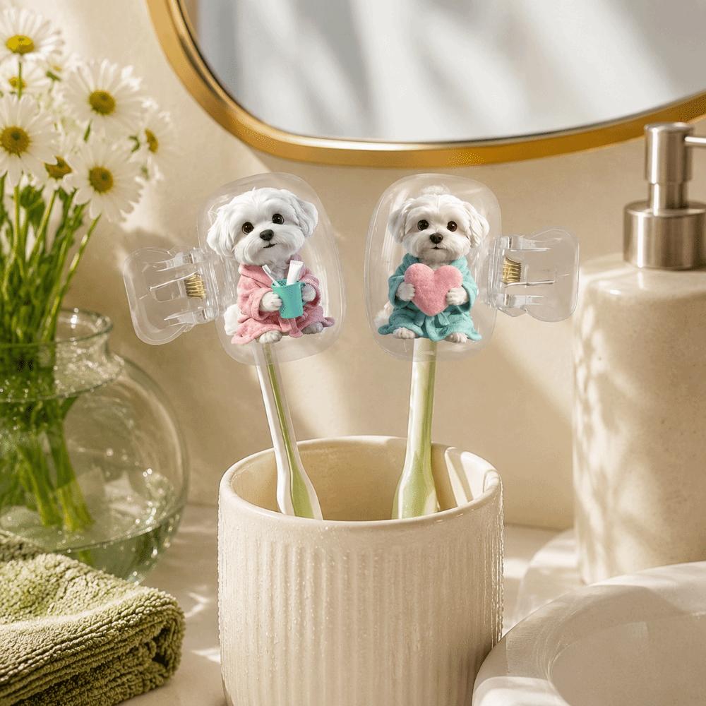2pcs Kitten Dog Printed Travel Toothbrush Protector Portable Cat Toothbrush Cover  Home Use