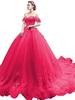 One-word Shoulder Tutu Dress Wedding Dress Birthday Party Art Test Performance Long Trailing Dress
