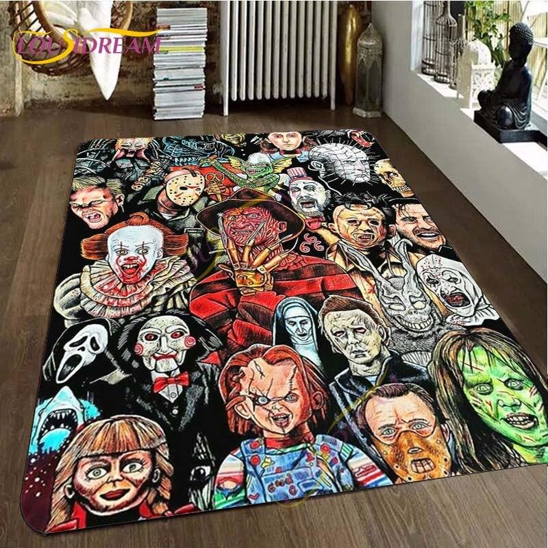 Freddy Jason Chucky Horror Movie Character Carpet Halloween Child's Play Floor Mat 3D Horror Rug Area Rugs Bedroom Non-slip Mat