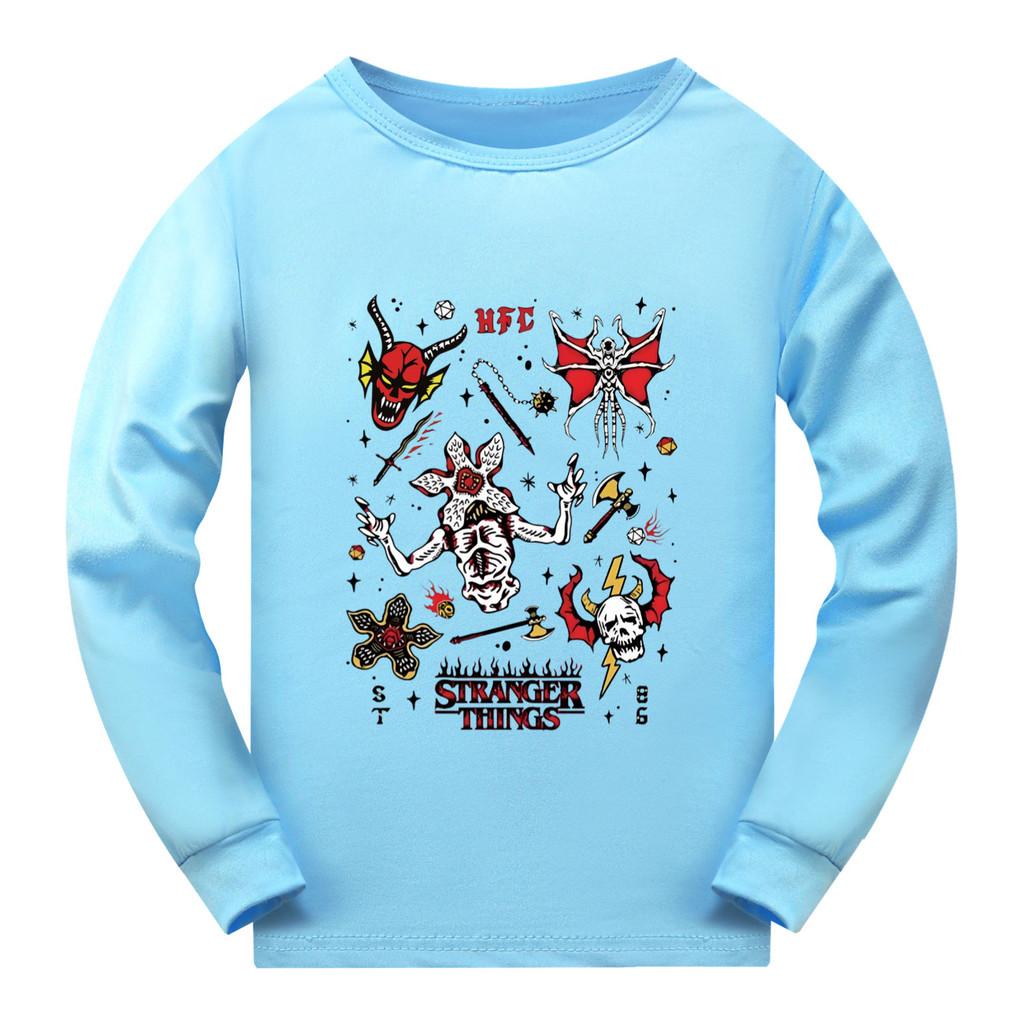 5254 Kids Boys Girls Stranger Print Long Sleeves T-Shirt