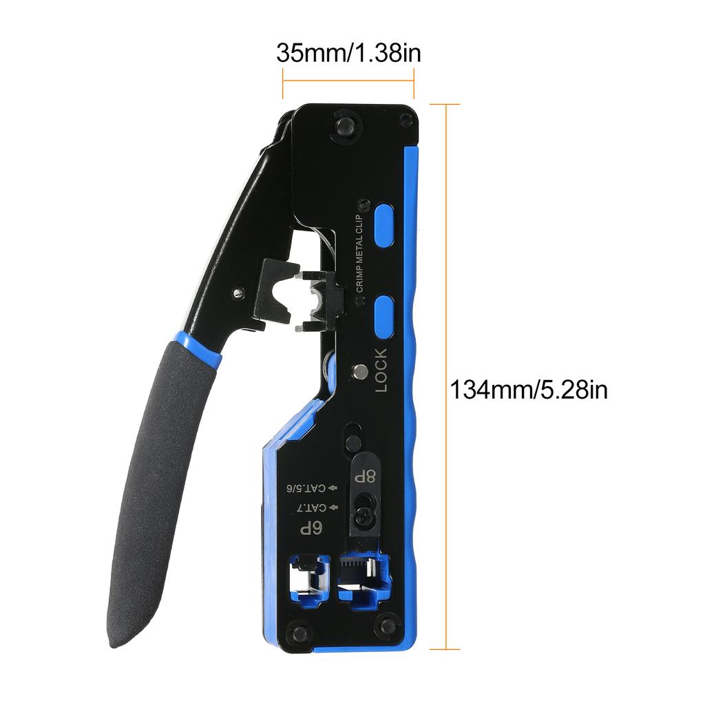 RJ45 Crimp Tool Kit All in One Pass Through Crimping Tool for Cat5e Cat6 Cat6a Pass Through Connector with 100Pcs Connectors 100Pcs Covers Network Ca