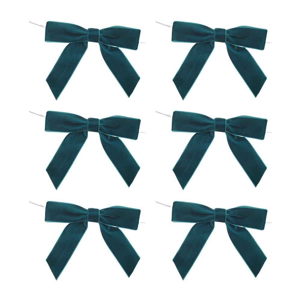 6pcs Velvet Christmas Bows 4.72" Gift Wrapping Tools Xmas Tree Decor Red Green Brown Rustic Crafts Gift Twist Tie Ribbon Bows