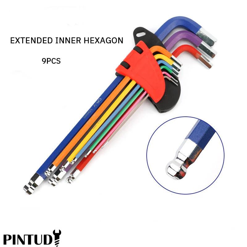 

PINTUDY Внутренний шестигранный ключ Цвет Нескользящий Защищенный от ржавчины Прочный Портативный Набор шестигранных ключей Комбинация шестигранной шаровой головки