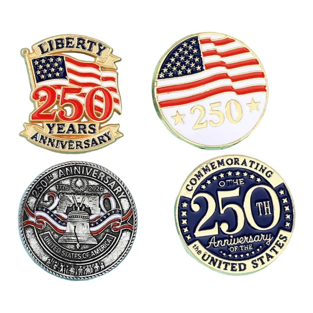 4x USA 250TH Anniversary Pins Commemorative Badges for Backpack Bag Hats