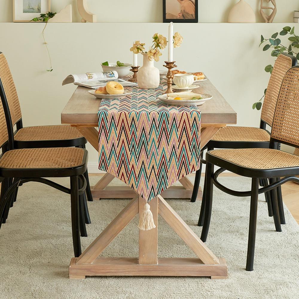 Vintage American Jacquard Table Runner Nordic Sideboard Flag Fabric Coffee TV Console Long Tablecloth