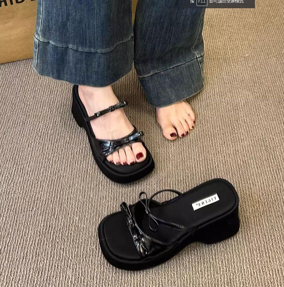 2025 Summer New High Heels with Skirts, Beautiful Sandals, Fairy Shoes, Summer Muffin Soles, Roman Shoes, Women's Slippers