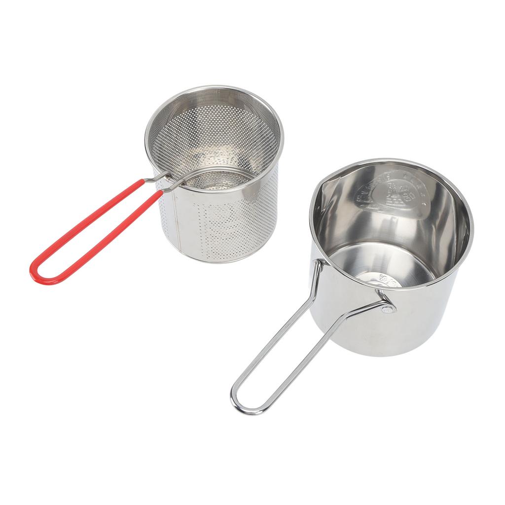Small Deep Fryer Pot Stainless Steel Olecranon Type Diversion Japanese Style Oil Saving Small Port for Kitchen 3 Piece