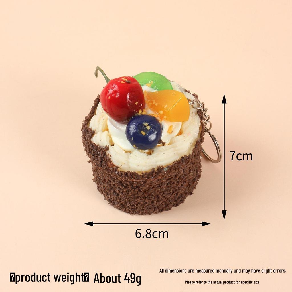 PU-Mousse-Kuchen-Schlüsselanhänger mit Kokosflocken & Sahne - Französisches Brot-Ornament