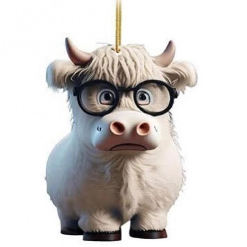 Cartoon Cow Endearing Car Ornament Acrylic Hanging Pendant For Vibrant Car Interiors