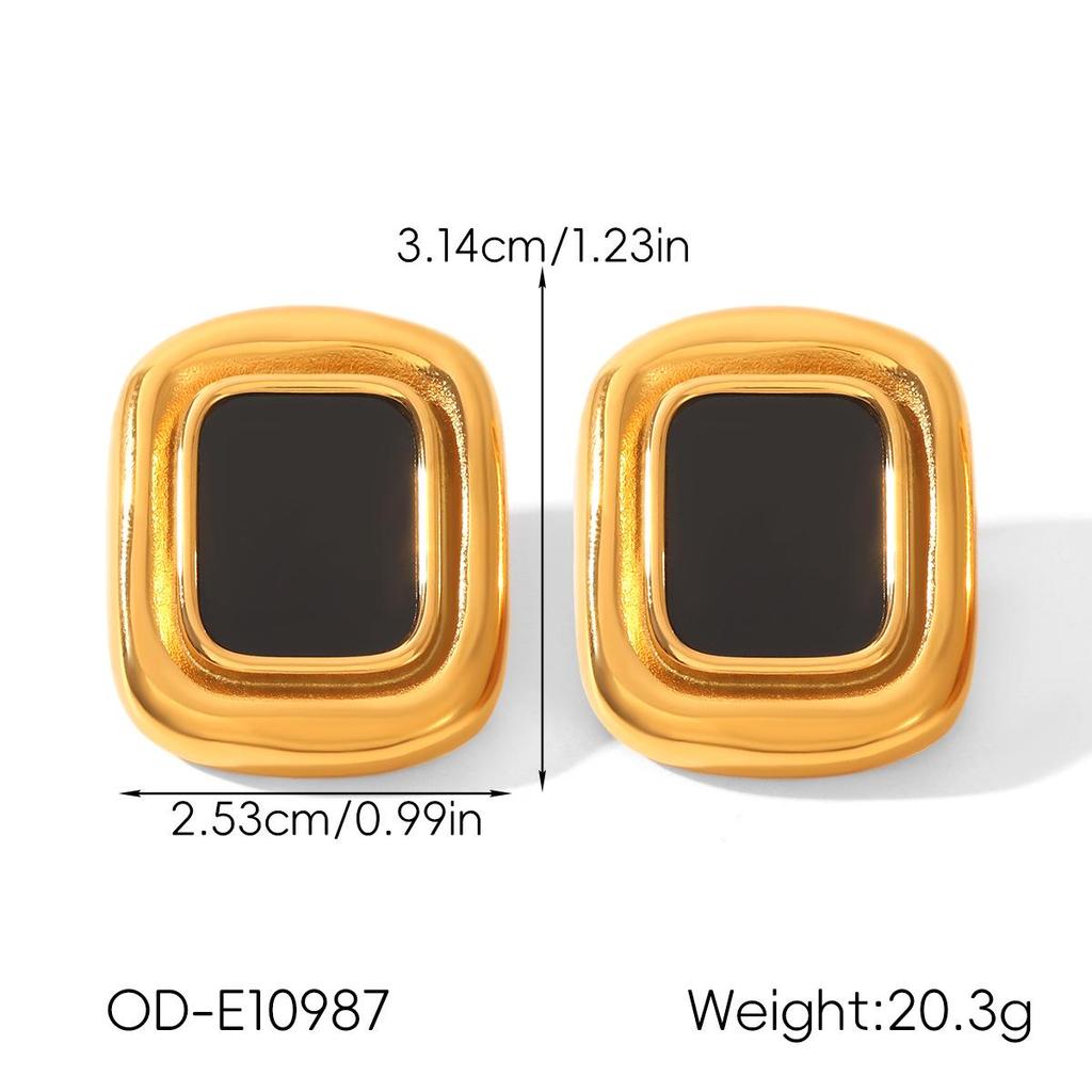 Retro Edelstahl 18k Gold Ohrringe: Nicht verblassende Titan-Ohrstecker, INS-Stil Leichter Luxusschmuck für Frauen