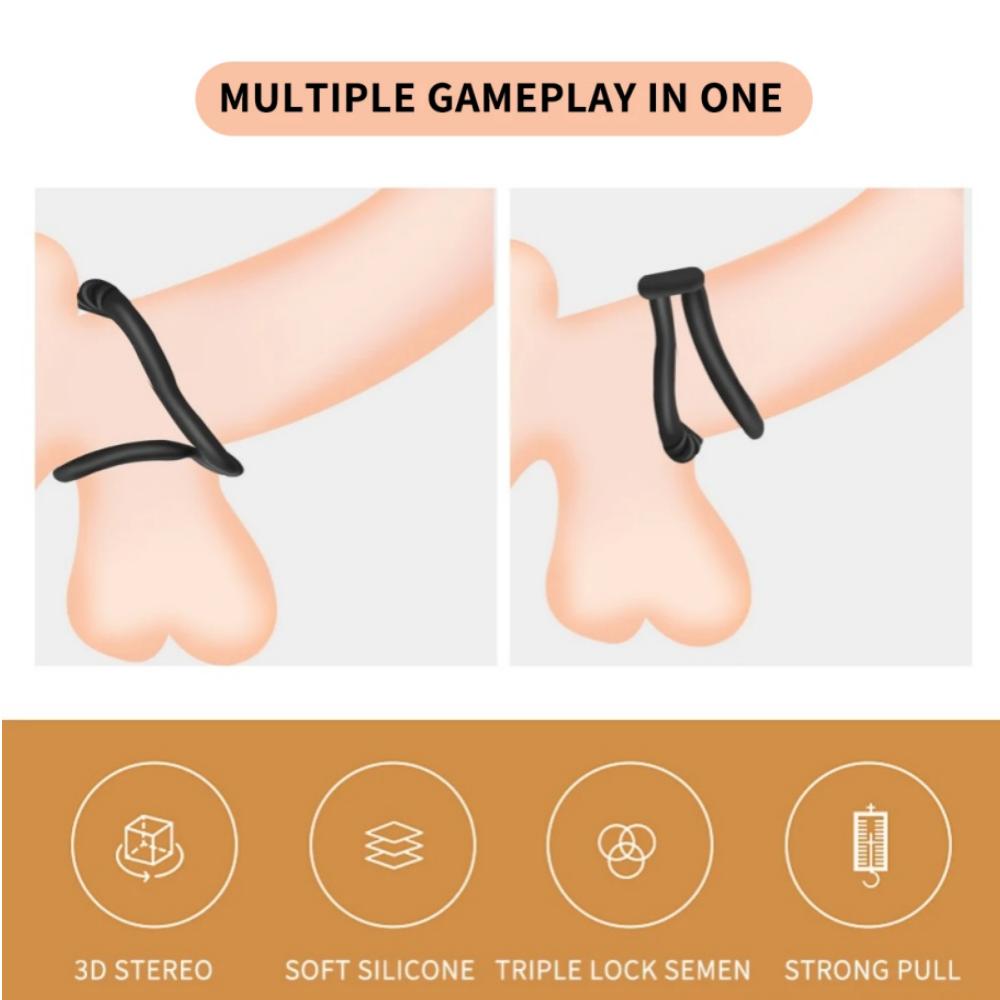 Male Penis Testis Lock Cock Ring Removable Erection Delay Time Ejaculation Penis Ring Enlargement Ball Stretcher Sex Toy Big Man