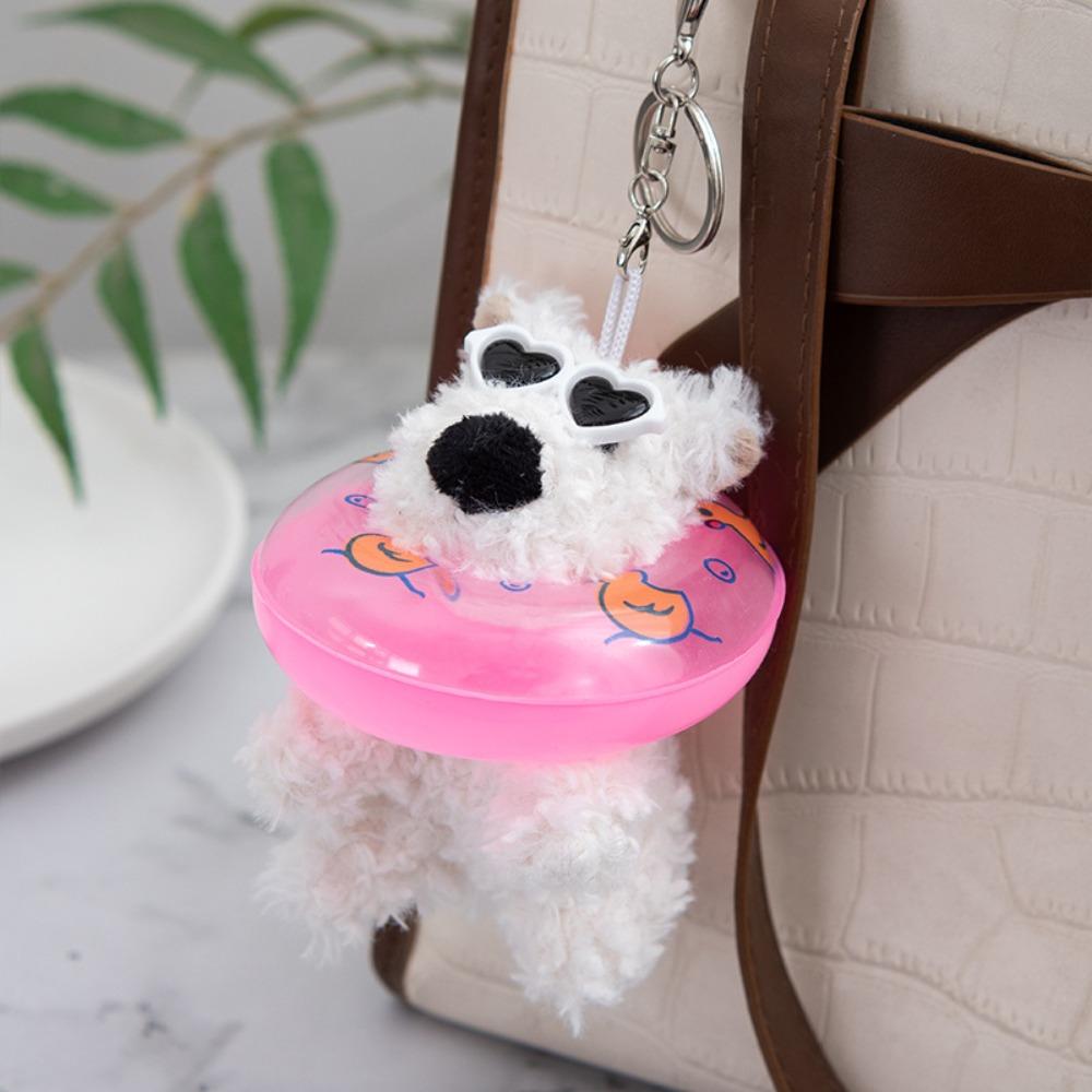Cartoon Animal Plush Puppy Doll Keychain Anti-lost Car Hanging Pendant  Kids Birthday Gift