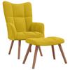 Yellow Mustard Velvet Relaxation Armchair with Footstool
