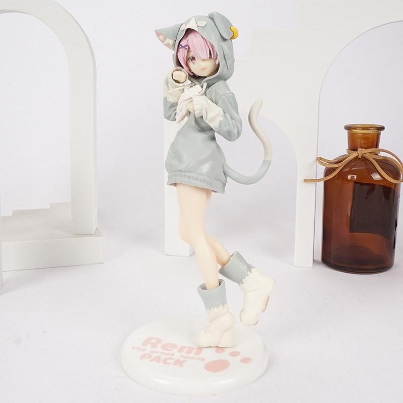 18CM Anime Rem Emilia Cat RE: Zero Starting Life In Another World Figure Different Version Static Toys Japanese Dolls