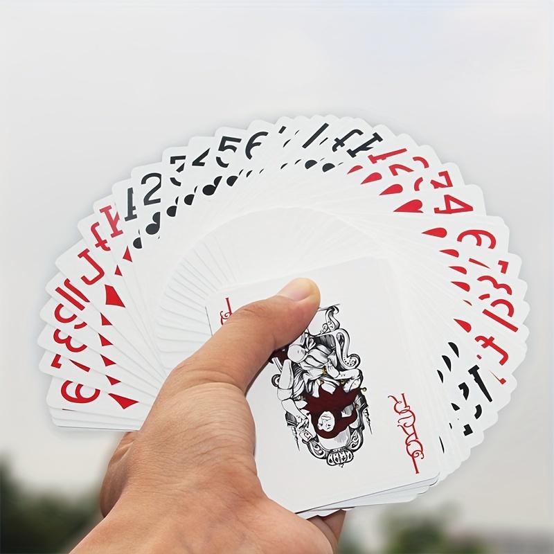 Large Letter Waterproof Playing Cards Plastic Deck with 7 Vintage Multi Faced Dice Board Game Set