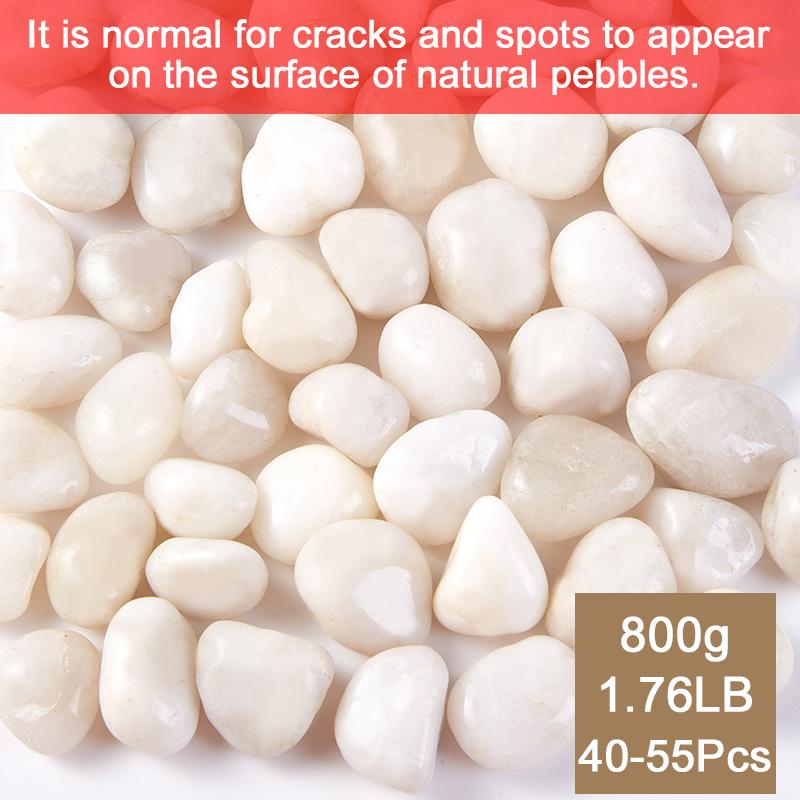 300g/800g 2-3cm White Pebbles, Natural High Polished Potted Fish Tank Decorative Stone, Garden Landscape Decoration Pebbles