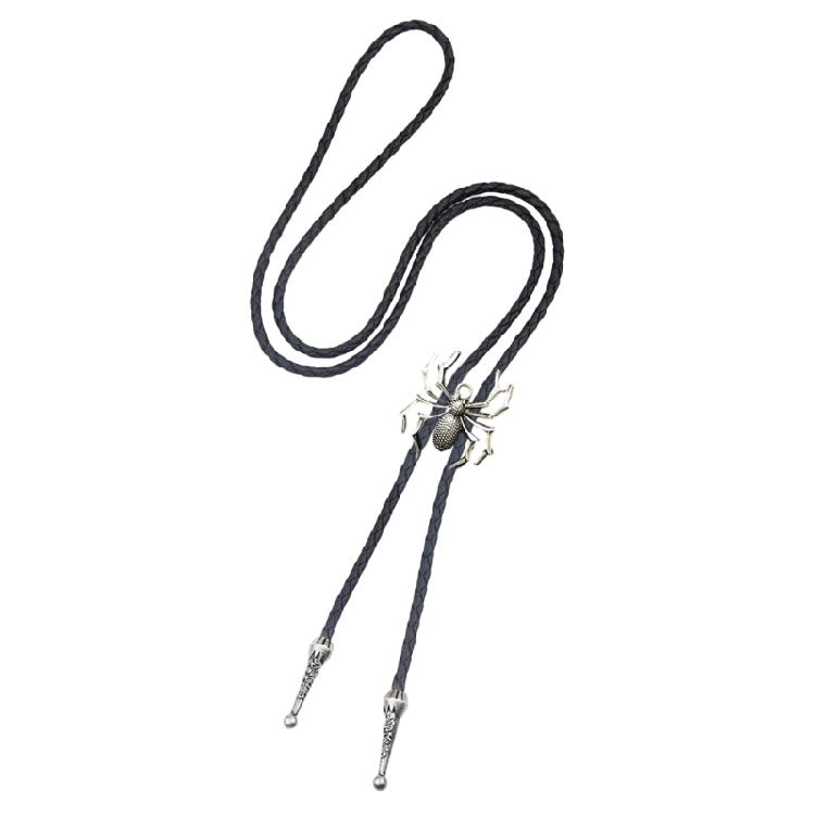 Men's Cowboy Bolo Tie Vintage Western Accessory Metal Scorpion Animal Pendant Adjustable Leather Cord Necktie Necklace