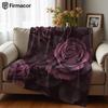 Deep Purple Roses Ultra Soft Sherpa Fleece Blanket Fluffy Warm Halloween Cozy Throw for Sofa Couch Bedroom Gift All Season