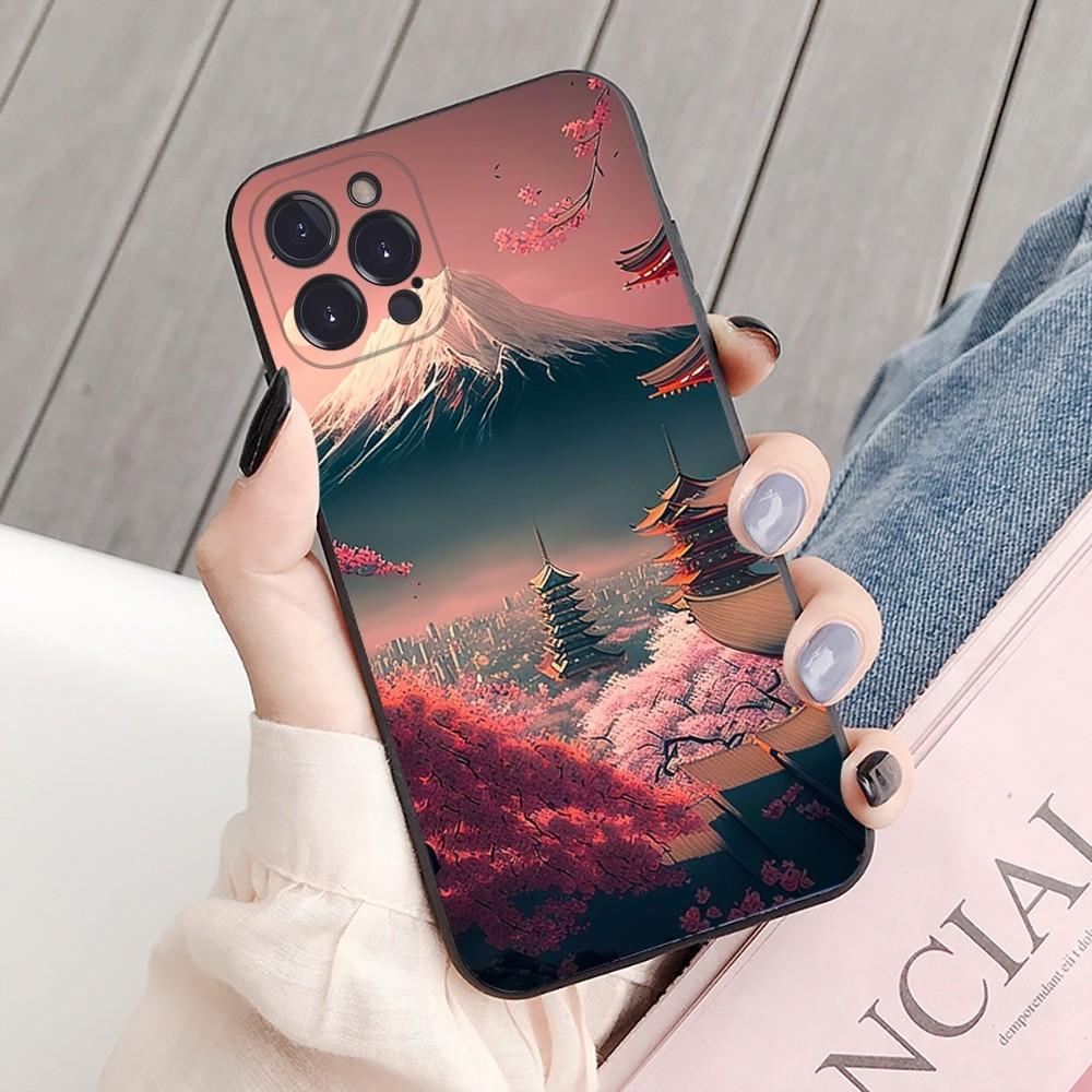 Japanese Aesthetic Mount Fuji Landscape Phone Case For iPhone 15 14 11 12 13 Mini Pro XS Max Cover 6 7 8 Plus X XR SE 2020 Shell