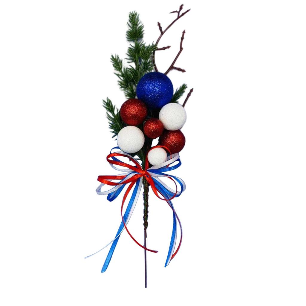 32cm Patriotic Berry Branch with Glitter Powder Independence Day Stem for 4th of July Independence Day Decor