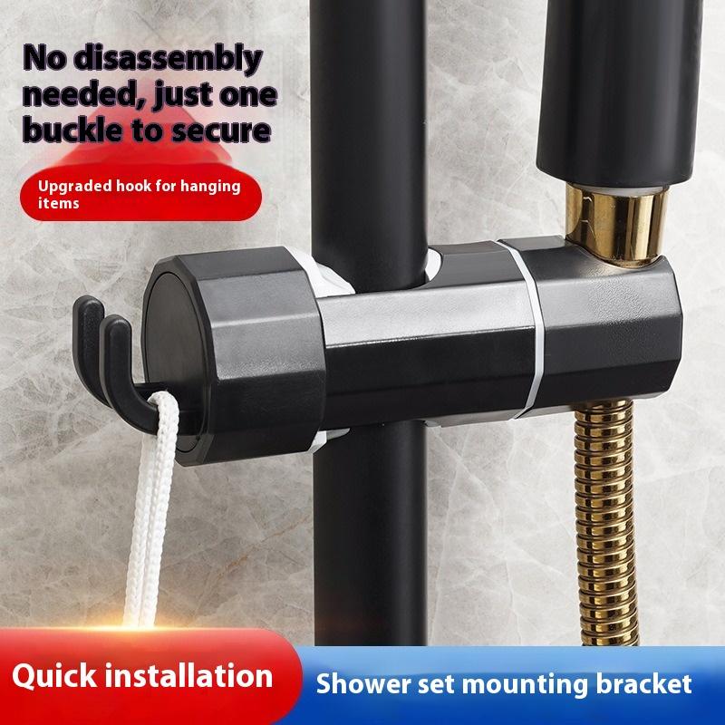 Abs Adjustable Shower Head Holder Shower Holder Clamp Showerhead Rail Slide Bracket Bathroom Accessories Rotation Hook Design