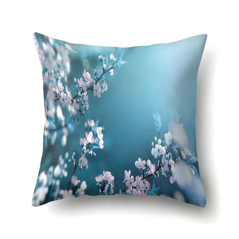 

Polyester Pillow Cover Decorative Flowers Home Printed Pillow Cover Car Waist Cushion Bedside Sofa Cushion Cover No pillow core