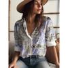 Summer Minimalist Shirt with Floral Digital Print Button Up Shirt Top for Women's Hawaiian Beach Vacation Casual Shirt