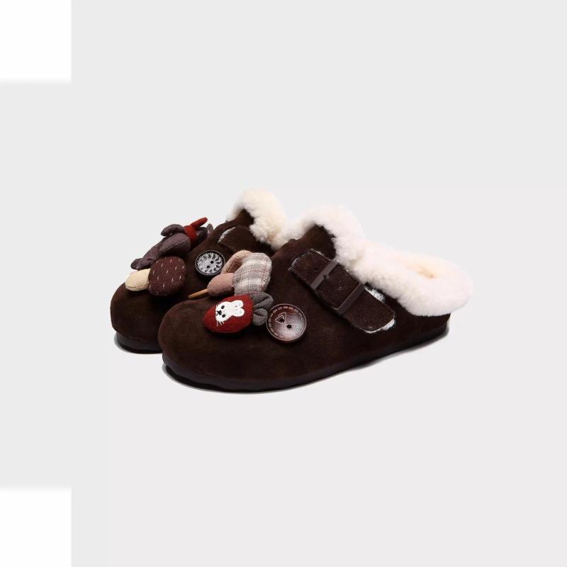 Cute Bear Plush Bag Head Slippers Women Wear Winter Ugly Cute One Pedal Today's Popular Half Drag