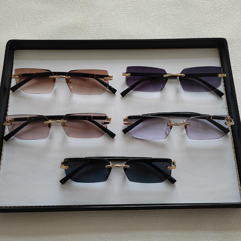 5pcs/Set Fashion Rectangle Rimless Women Sunglasses Populor Small Square Sun Glasses For Female Outdoor Shades Eyewear Accessory