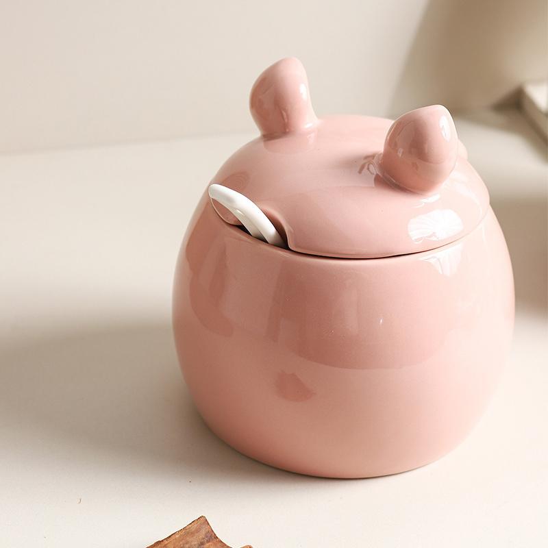 Cute Little Pig Ceramic Canister Candy Jar Storage Jar with Lid