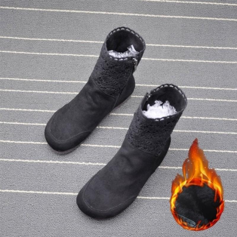 2025 New Autumn Mori Women's Flat-bottomed Martin Boots Women's High-top Retro Short Boots Side Zipper Hollow Tube Women's Boots Tide