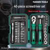 Tuosen Multifunctional 40-Piece High Torque Ratchet Wrench and Screwdriver Set