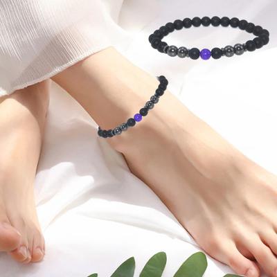 Damen-Fußkettchen, wunderschön, schlicht, stilvoll, passend zu auffälligen Damen-Accessoires mit schwarzen Steinperlen und Ketten