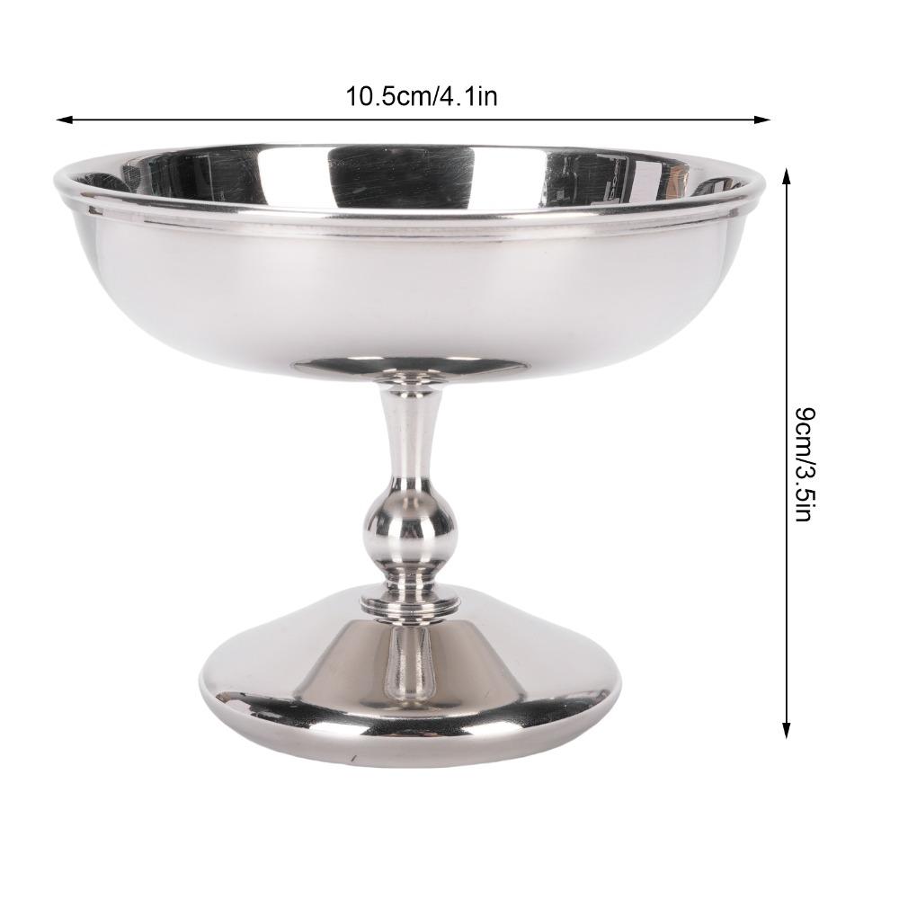 Classic Rustless Steel Ice Cream Cup Round Footed Silver Dessert Bowl Practical Polished Dessert Cup Yogurt