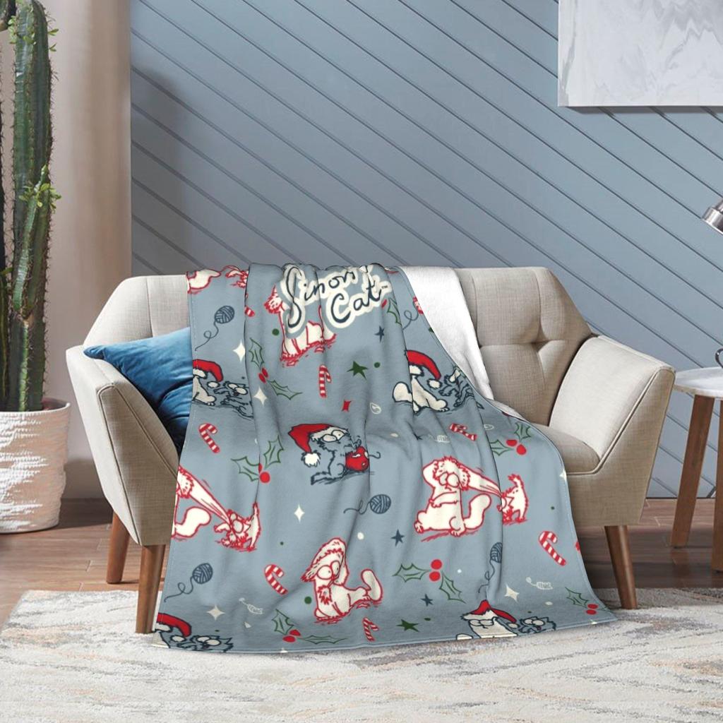Simons Cartoon Cat Print Blanket For Men Women Warm Cozy Fluffy  Throw Blankets for Living Room 50x60 Inches Multiple Sizes